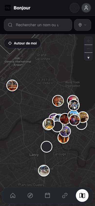 Carte Nightout des lieux à Genève